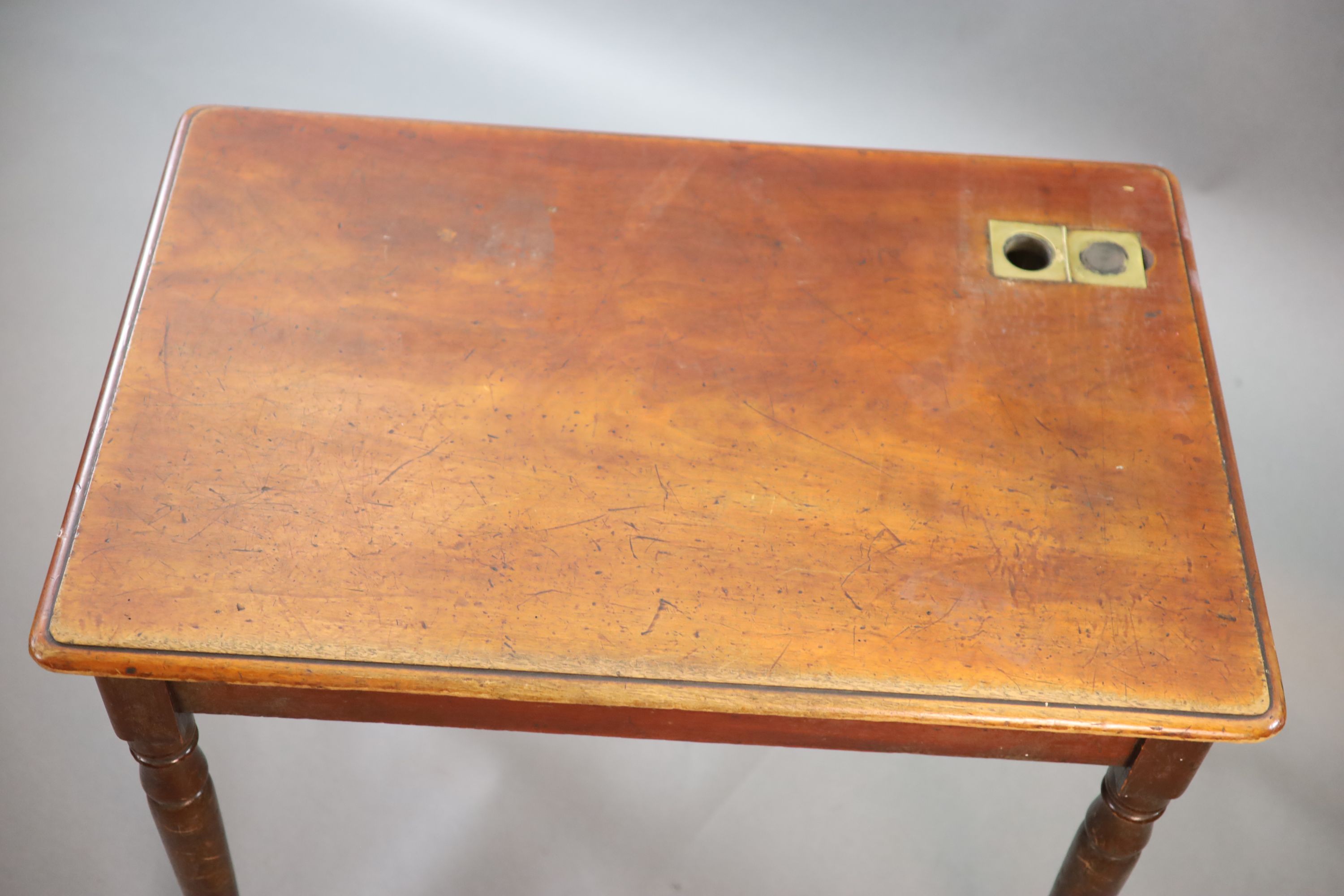 A Victorian mahogany writing table, W.92cm. D.60cm H.76cm